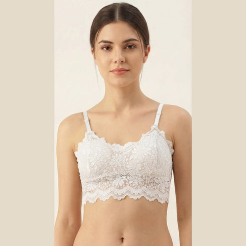 Pack of 3 Cotton Lace Crop Bras – Wire-Free Comfort Style