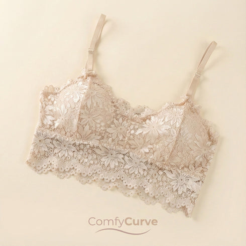 Pack of 3 Cotton Lace Crop Bras – Wire-Free Comfort Style