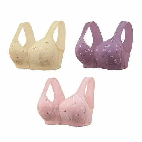 50% OFF | PAck of 2 Anti Sagging Front Open Cooling Cotton Button Bra