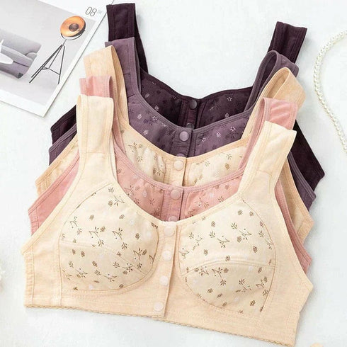 50% OFF | PAck of 2 Anti Sagging Front Open Cooling Cotton Button Bra