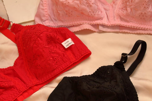 SALE 50% OFF | PACK OF 3 BEAUTIFULL PRINTED PURE COTTON BRA | DIFFERENT COLOURS