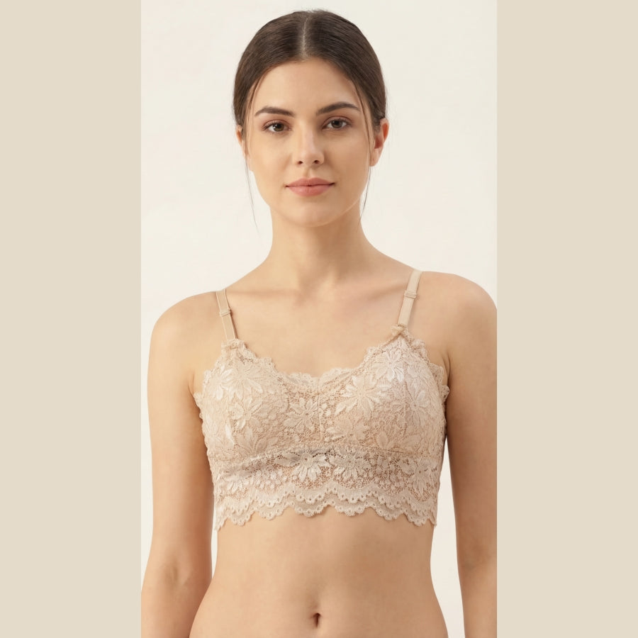 Pack of 3 Cotton Lace Crop Bras – Wire-Free Comfort Style