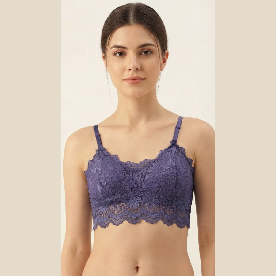 Pack of 3 Cotton Lace Crop Bras – Wire-Free Comfort Style
